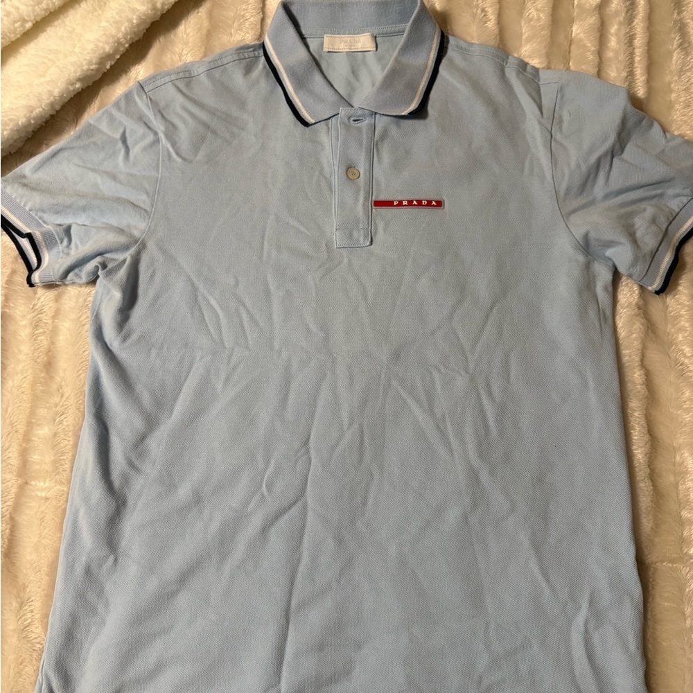 Prada Sky Blue Polo Shirt for Men